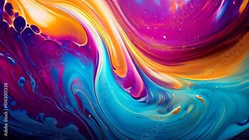Elegant abstract fluid painting with blue, purple, pink, and gold tones for art lovers_007