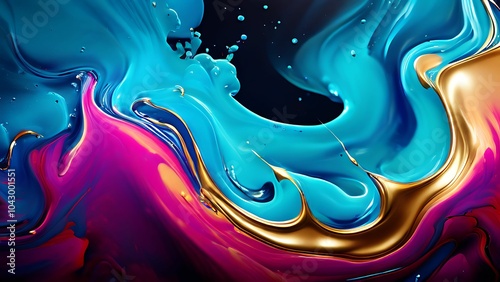 Elegant abstract fluid painting with blue, purple, pink, and gold tones for art lovers_010