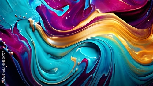 Elegant abstract fluid painting with blue, purple, pink, and gold tones for art lovers_013
