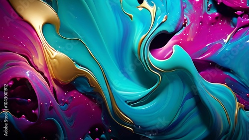 Elegant abstract fluid painting with blue, purple, pink, and gold tones for art lovers_015