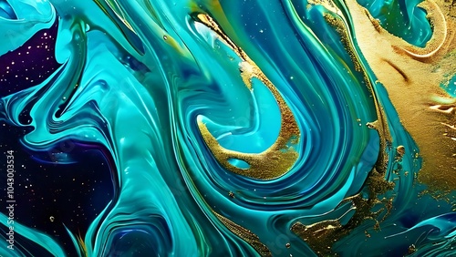 Elegant abstract fluid painting with blue, purple, pink, and gold tones for art lovers_044