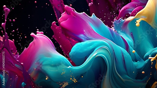 Elegant abstract fluid painting with blue, purple, pink, and gold tones for art lovers_048
