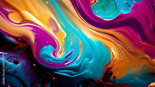 Elegant abstract fluid painting with blue, purple, pink, and gold tones for art lovers_054