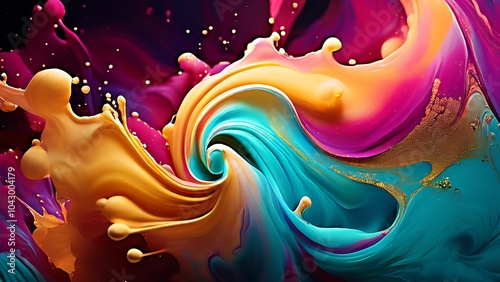 Elegant abstract fluid painting with blue, purple, pink, and gold tones for art lovers_055