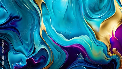 Elegant abstract fluid painting with blue, purple, pink, and gold tones for art lovers_058