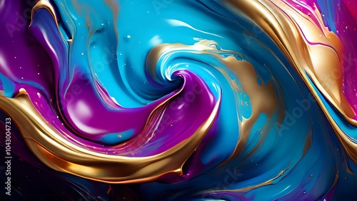 Elegant abstract fluid painting with blue, purple, pink, and gold tones for art lovers_066
