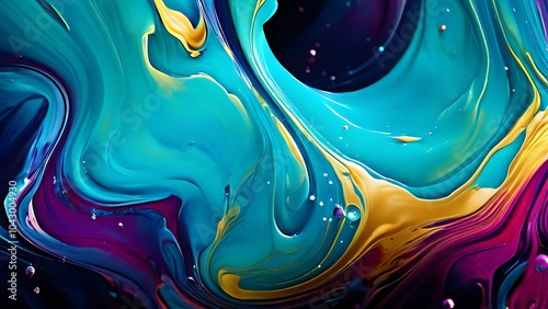 Elegant abstract fluid painting with blue, purple, pink, and gold tones for art lovers_069