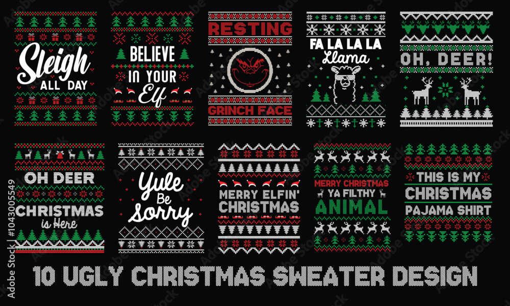 Naklejka premium 10 Ugly Christmas Sweater Design