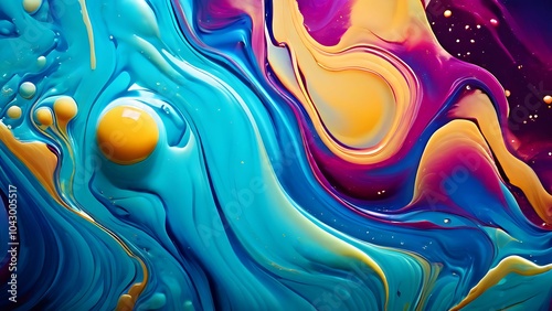 Elegant abstract fluid painting with blue, purple, pink, and gold tones for art lovers_081