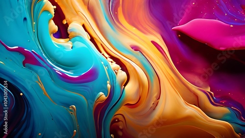Elegant abstract fluid painting with blue, purple, pink, and gold tones for art lovers_082