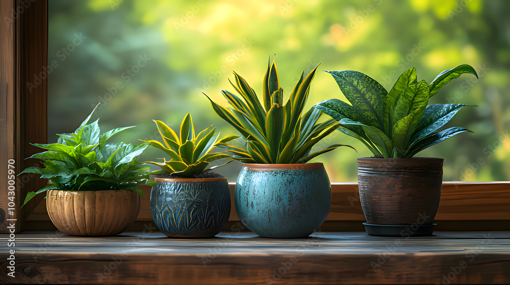 plant in a pot on the table. Generative AI plant in a pot on the table. Generative AI