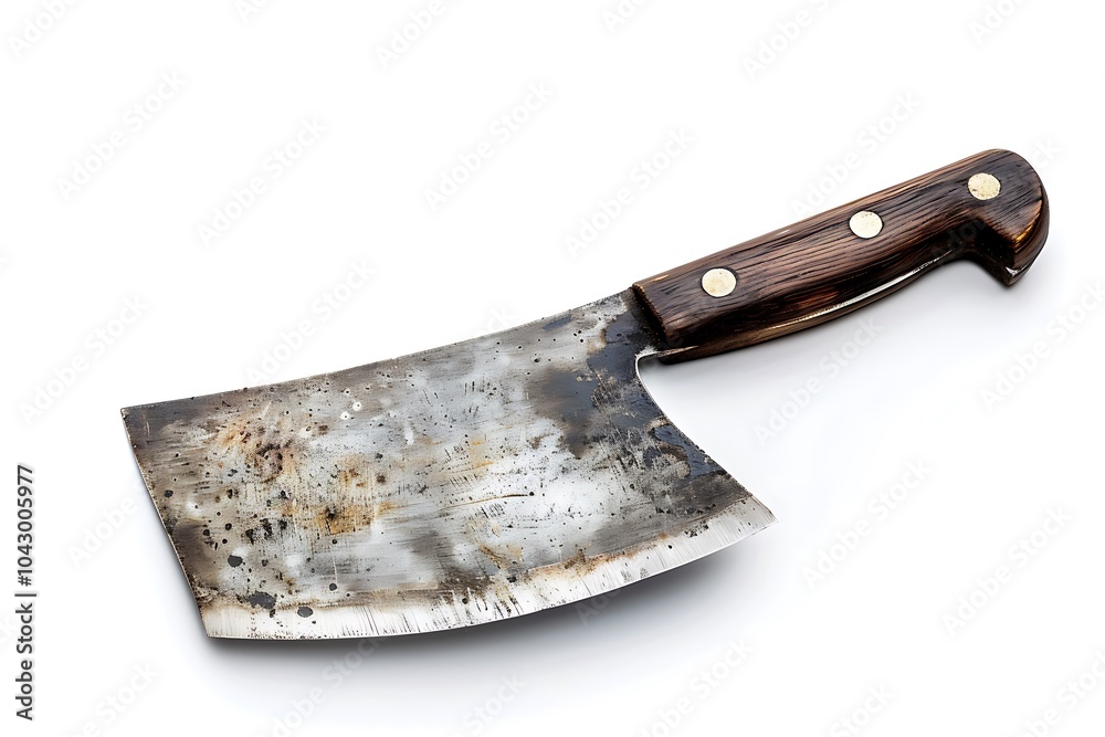 Old cleaver isolated on white background Old cleaver isolated on white background
