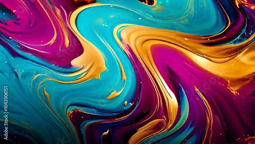 Elegant abstract fluid painting with blue, purple, pink, and gold tones for art lovers_094