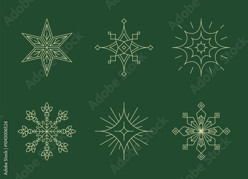 Boho Star Icon Set - Different style of stars, simple outline design, constellations, galaxies, rating, celebrities icon