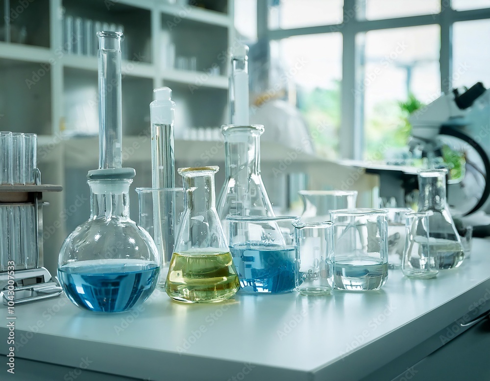 Laboratory equipment and instruments, representing scientific research, experimentation, and analysis. Laboratory equipment and instruments, representing scientific research, experimentation, and analysis.