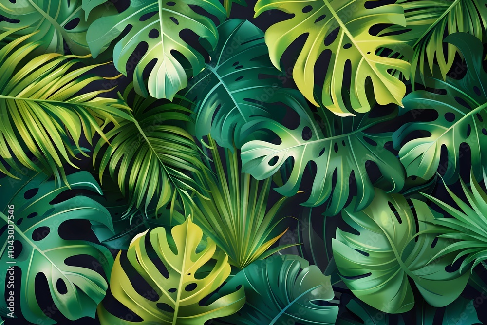A bunch of green and yellow leaves on a black background A bunch of green and yellow leaves on a black background