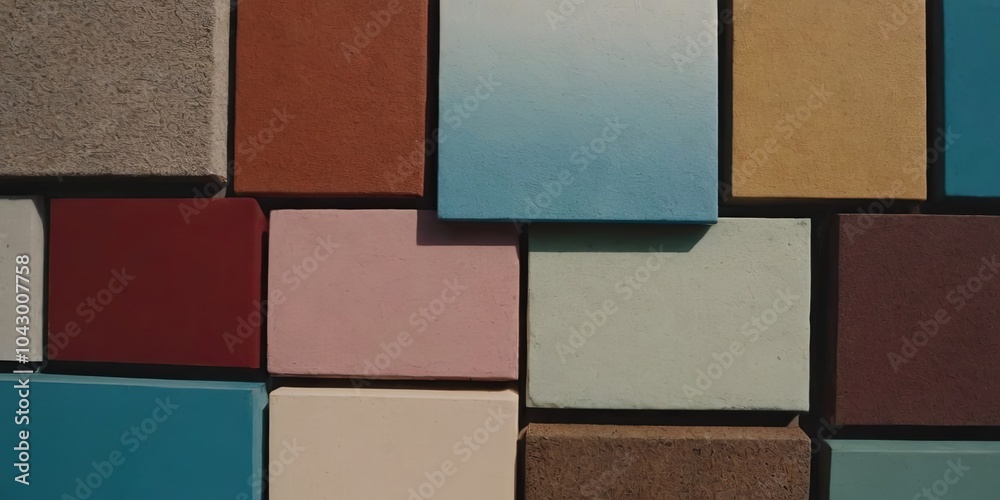 A wall made of different colored bricks A wall made of different colored bricks