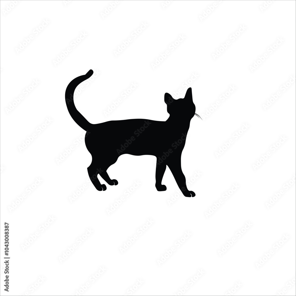 silhouette cat vector art illustration on white background silhouette cat vector art illustration on white background