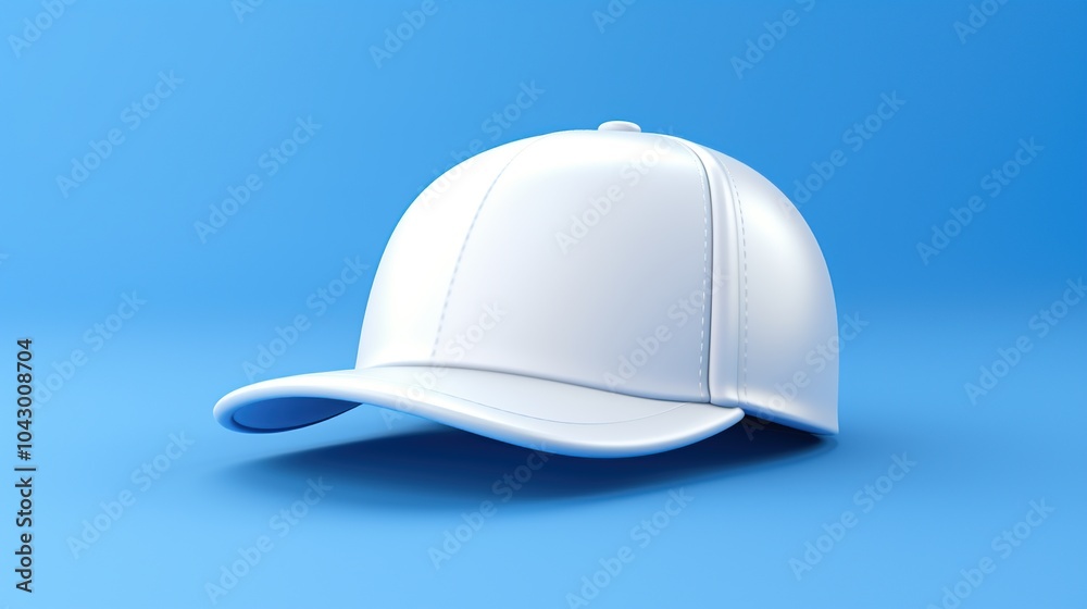 White Cap on blue Background. 3d rendering