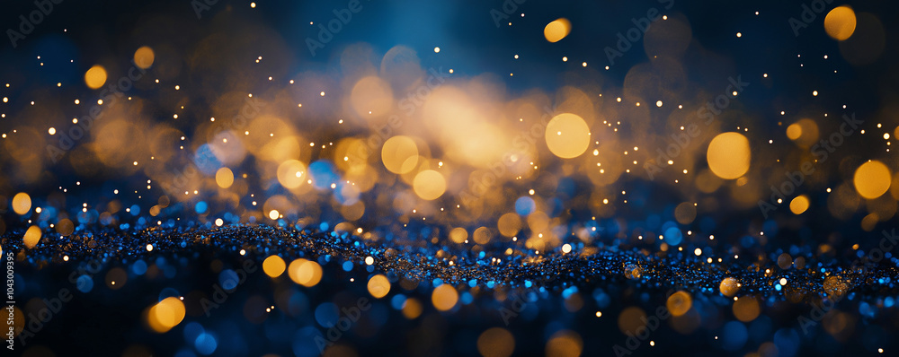 Obraz premium Stunning display of gold and blue fireworks creating a celebratory New Year ambiance