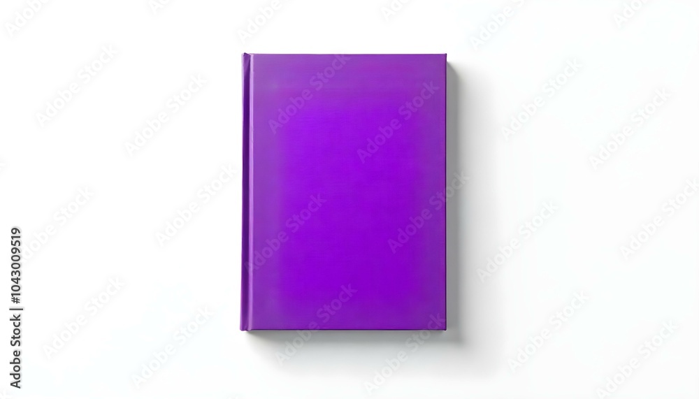 Purple blank hardback book with copy space isolated on a white background