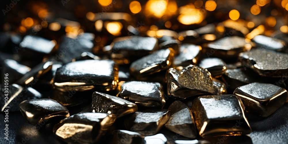 A pile of gold coins with a shiny, reflective surface A pile of gold coins with a shiny, reflective surface