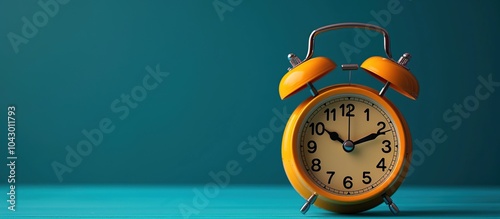 alarm clock on solid color background copy space