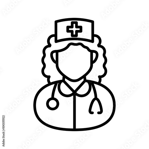 Paramedical Staff Outline Icon, Vector illustration