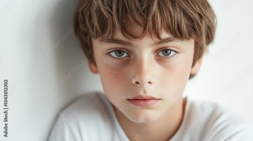 Squint Trick Fun Concept by Preteen Boy with Abstract Background Squint Trick Fun Concept by Preteen Boy with Abstract Background
