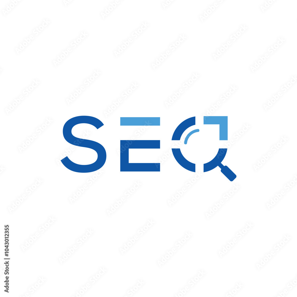 Obraz premium Seo Text Logo, Typography Seo Design Vector Template