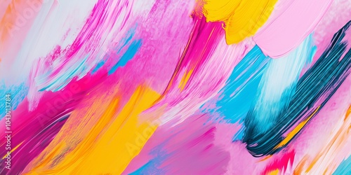 Colorful abstract background with dynamic brushstrokes and minimalistic contemporary style photo