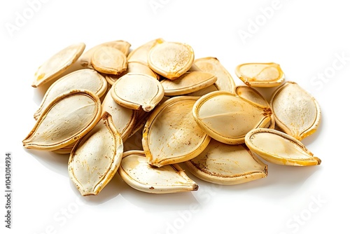 Pumpkin seeds on white background photo