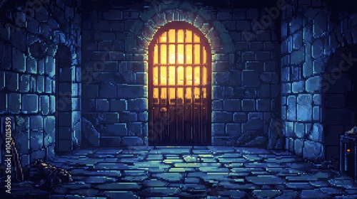 Pixel art dungeon background for 8 bit games.