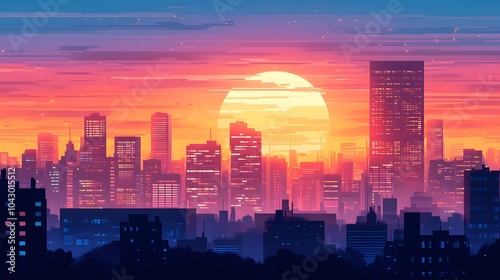 Sunset in the city background