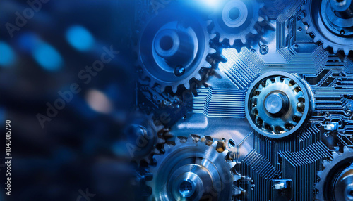 Close-Up of a Complex System of Gears and Circuitry