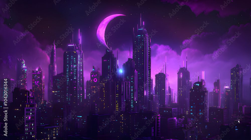 night city skyline. Generative AI