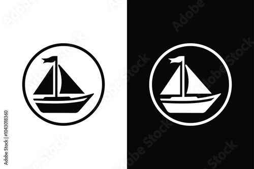 Silhouette Seas Elegant Black And White Boat Design.