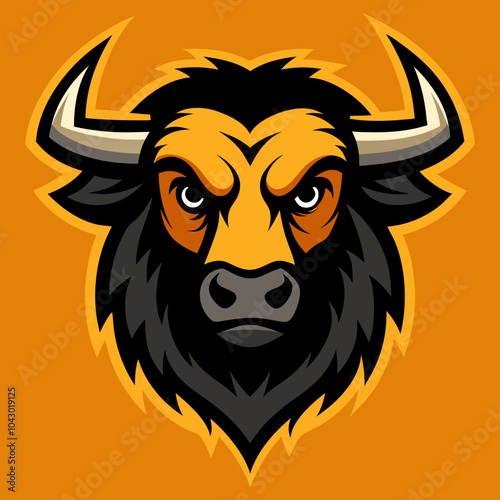 bison head mascot logo vector art illustration