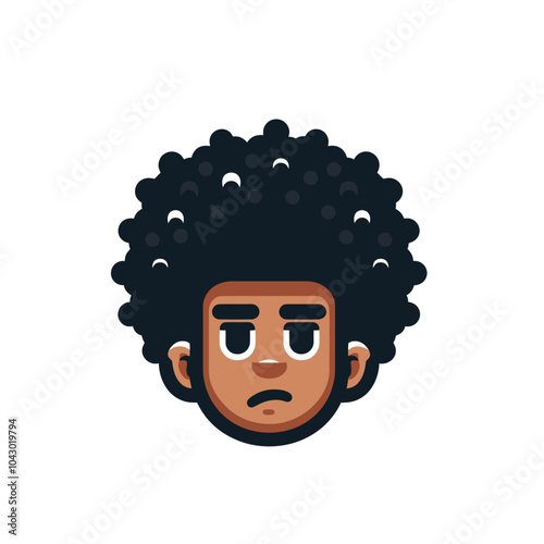 Stylish black male with afro hairstyle. Modern isolated vector illustration