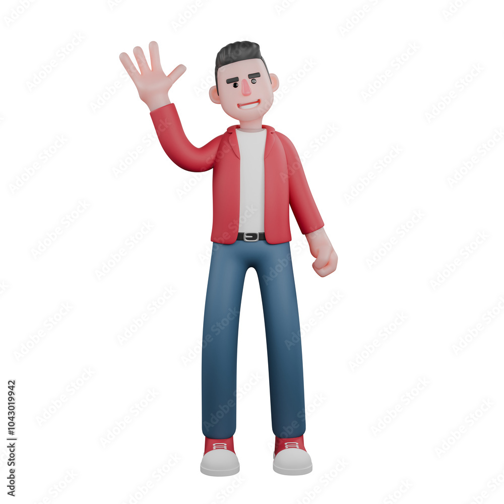 3D Singer Character. A male singer stands while raising his left hand, as if waving. Male Vocal Artist 3D Singer Character. A male singer stands while raising his left hand, as if waving. Male Vocal Artist