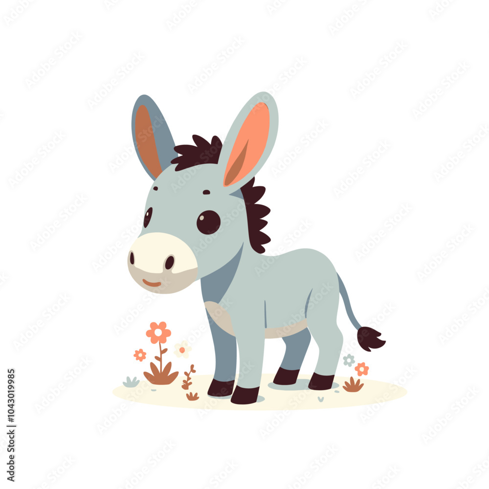 Fototapeta premium cute adorable donkey isolated vector illustration