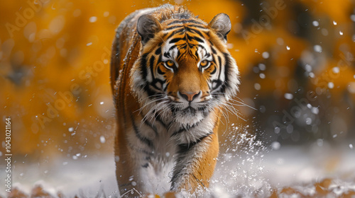 Majestic Tiger Walking Through Water