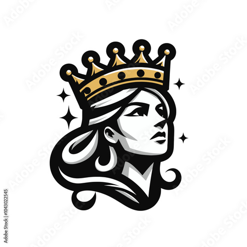 Queen head macot. Isolated vector illustration