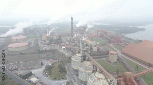 Flying Above Aughinish Alumina, Russian-owned Alumina Refinery In County Limerick, Ireland. Aerial Drone Shot photo