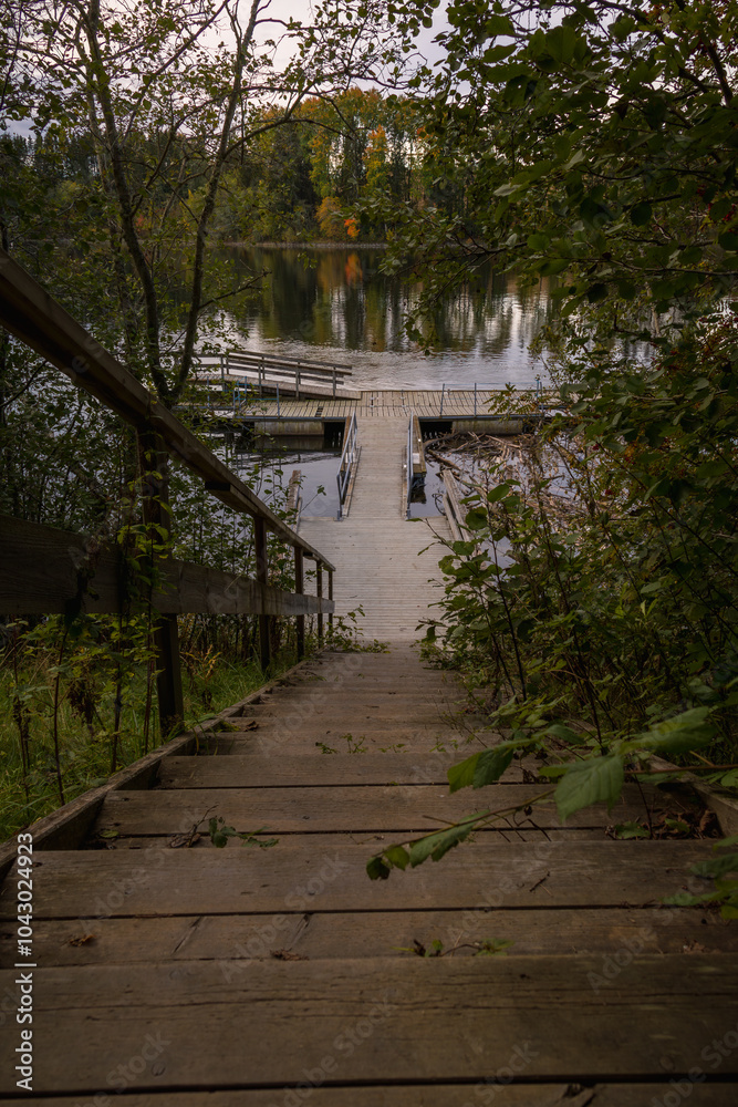 Fototapeta premium wooden pontoon by the river