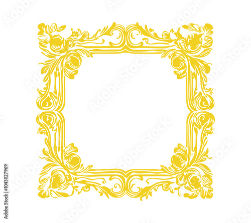 Golden Elegant Floral Vintage Frame