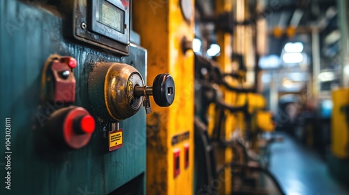 Machine Lockout-Tagout system, featuring the use of locks, tags, and isolation devices to prevent accidental machine startup during repairs photo