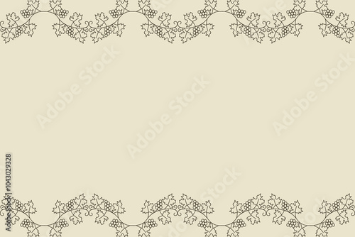 Vintage nature Frame with grape leaves isolated light background. Elegant Vintage baroqoe Frame. Vector illustration can used vine shop mail decor discord banner.