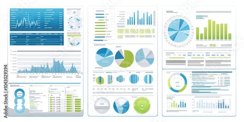 A data visualization dashboard displaying various graphs and charts for analysis.