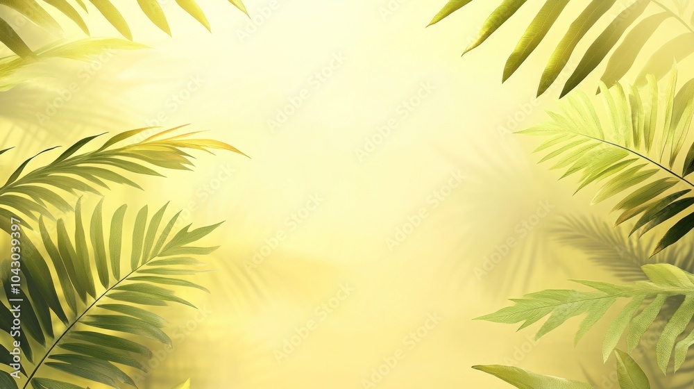 Obraz premium A serene background featuring lush green leaves against a soft, warm backdrop.